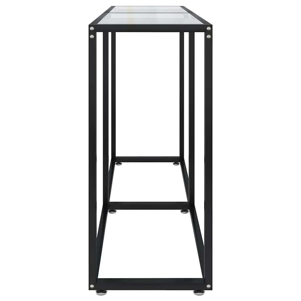 Console Table Transparent Tempered Glass 140x35x75.5cm Living Room End Table