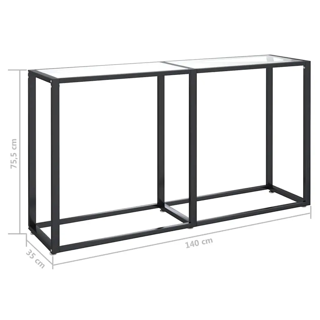 Console Table Transparent Tempered Glass 140x35x75.5cm Living Room End Table
