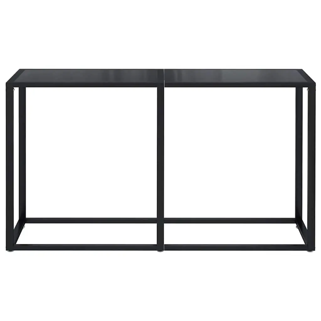 Console Table Black Tempered Glass Top Steel Frame 140cm W x 35cm D x 75.5cm H
