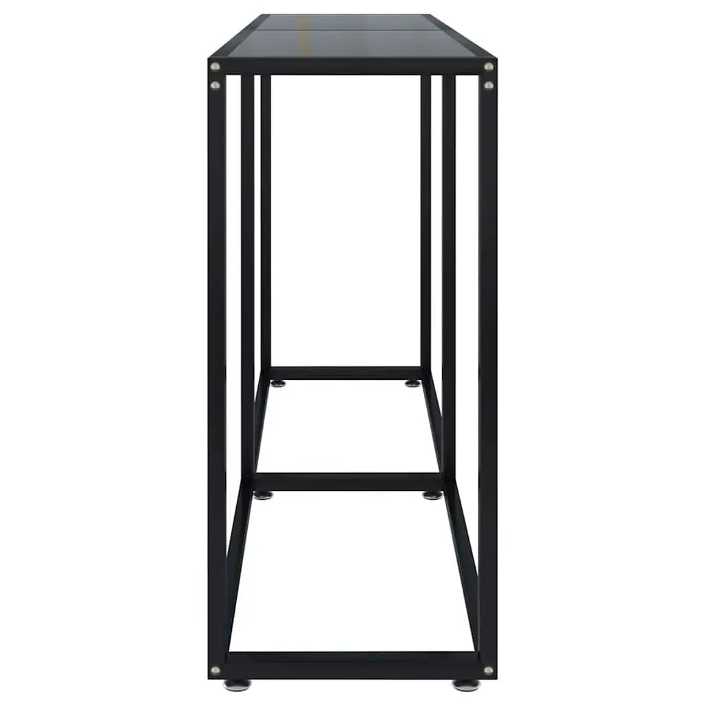 Console Table Black Tempered Glass Top Steel Frame 140cm W x 35cm D x 75.5cm H