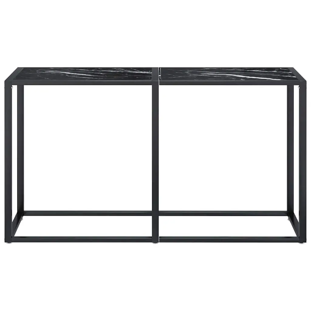 Console Table Black Marble Top Tempered Glass Steel Frame 140cm W x 35cm D x 75.5cm H