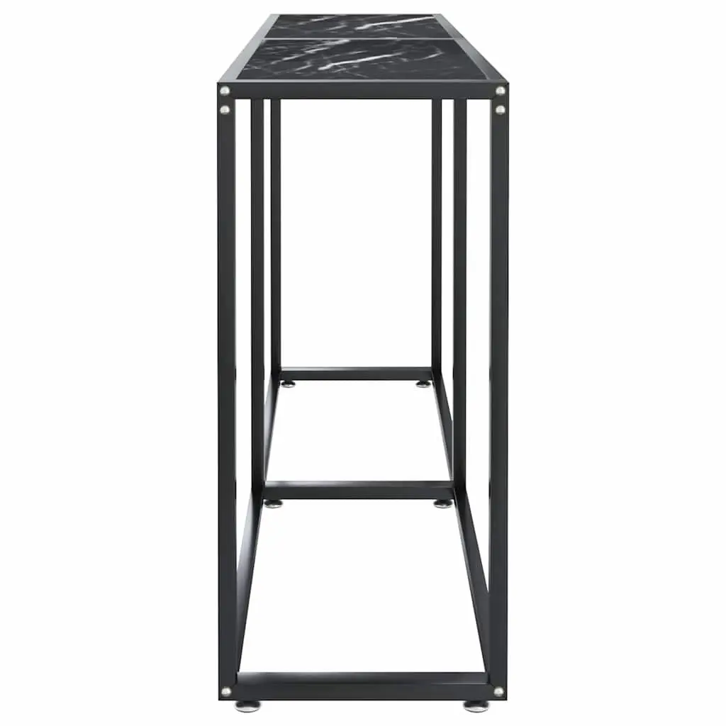 Console Table Black Marble Top Tempered Glass Steel Frame 140cm W x 35cm D x 75.5cm H