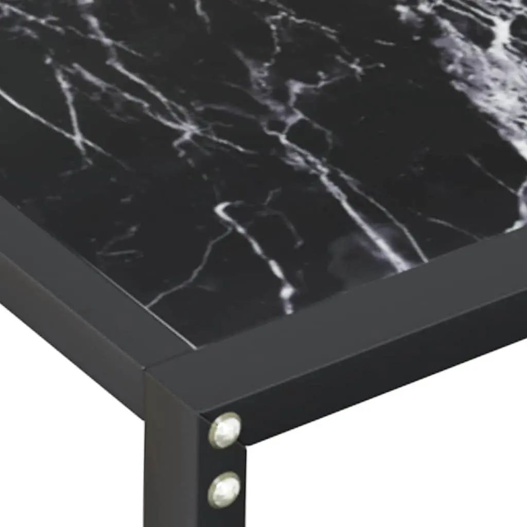 Console Table Black Marble Top Tempered Glass Steel Frame 140cm W x 35cm D x 75.5cm H