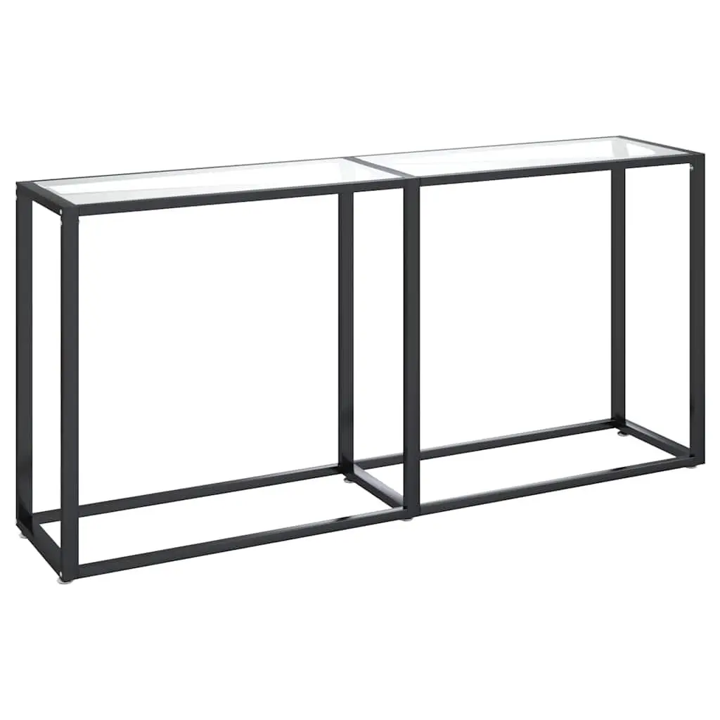 Console Table Transparent Tempered Glass Top Steel Frame 160cm