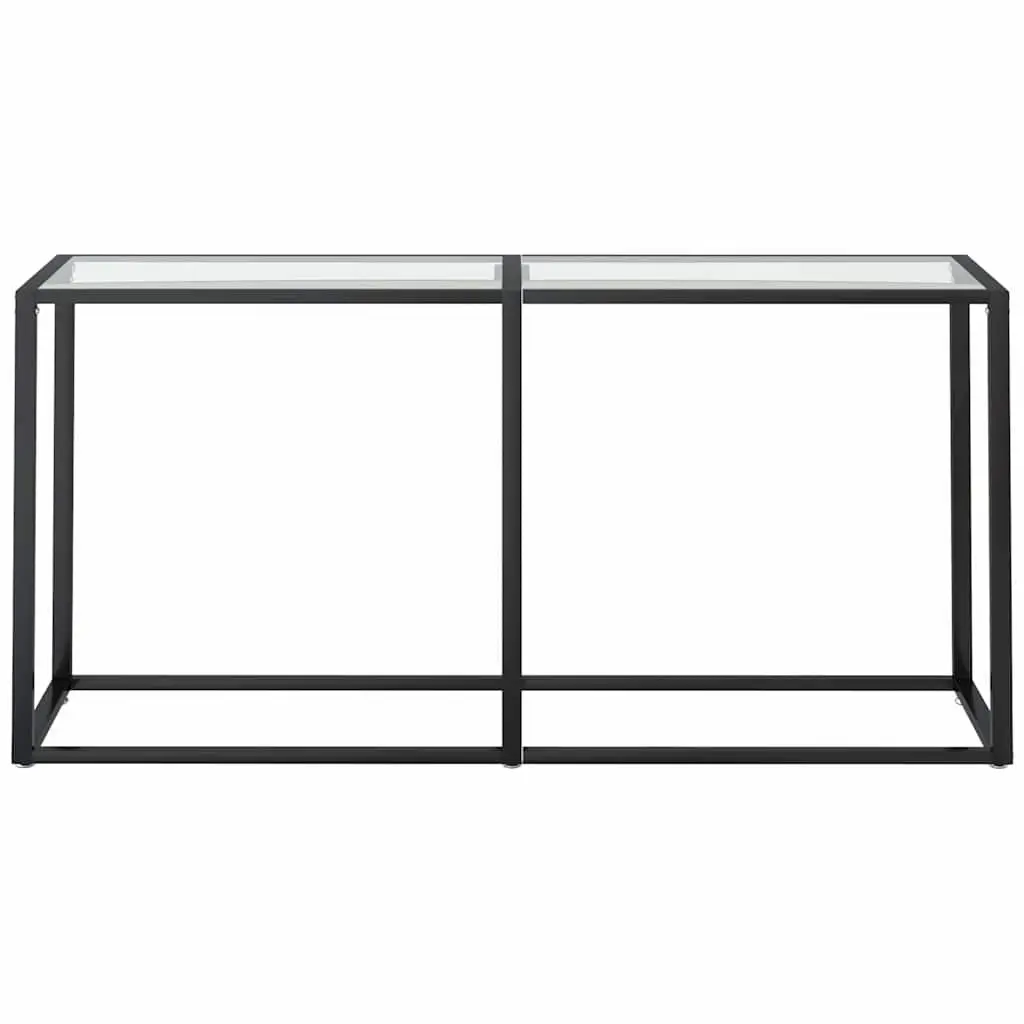 Console Table Transparent Tempered Glass Top Steel Frame 160cm