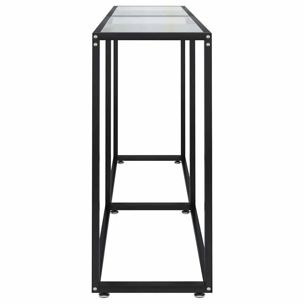 Console Table Transparent Tempered Glass Top Steel Frame 160cm