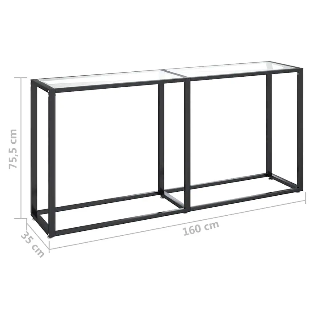 Console Table Transparent Tempered Glass Top Steel Frame 160cm