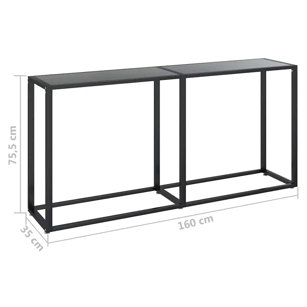 Console Table Black Tempered Glass Steel Frame Side End Table 160x35x75.5cm
