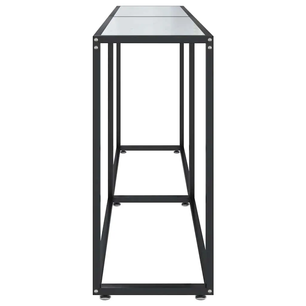 Console Table Steel Frame Tempered Glass Top Marble Effect 180cm White
