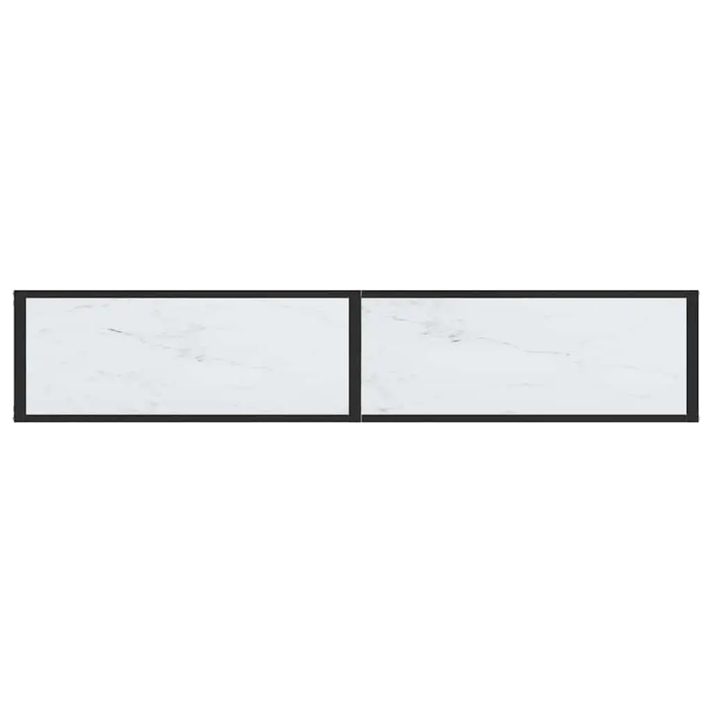 Console Table Steel Frame Tempered Glass Top Marble Effect 180cm White