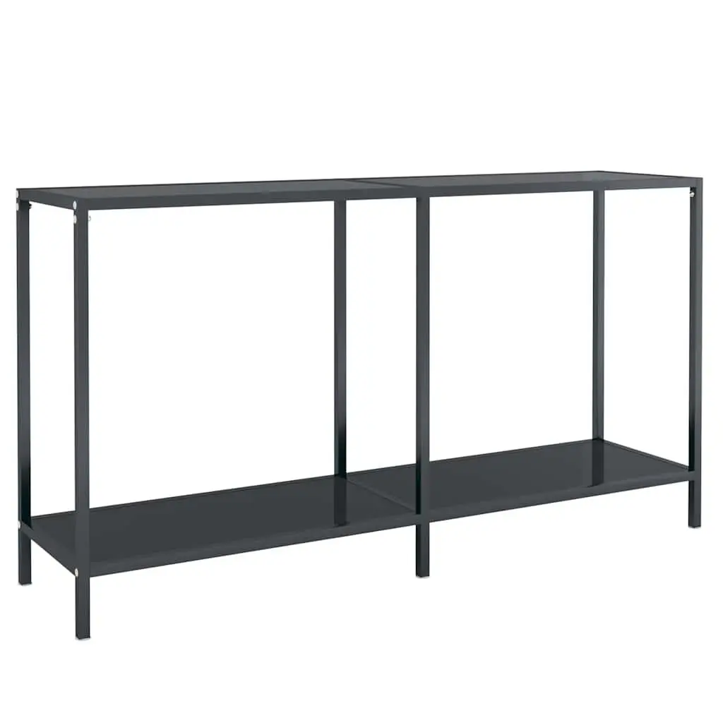 Console Table Black Tempered Glass Top with Shelf 140 x 35 x 75.5 cm