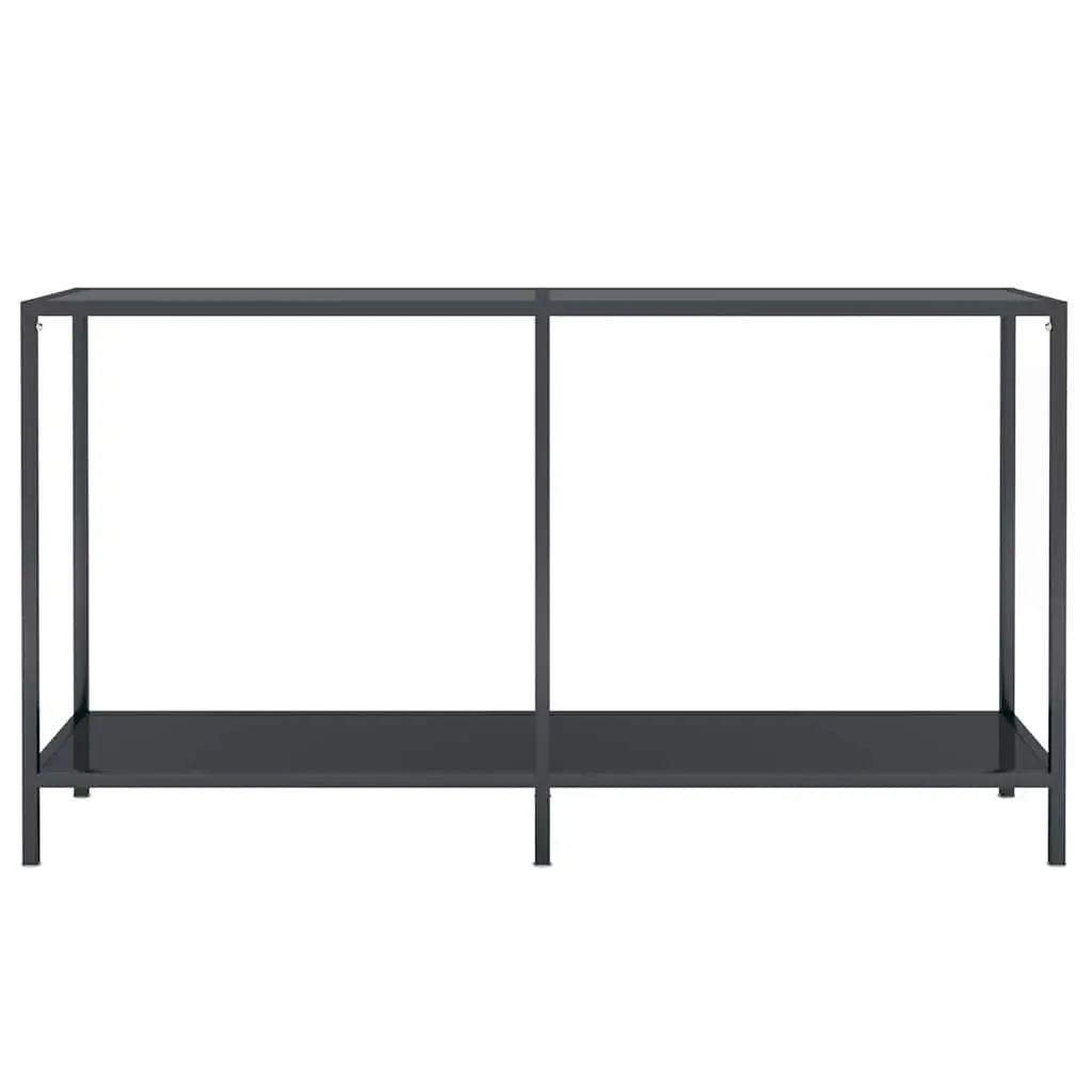 Console Table Black Tempered Glass Top with Shelf 140 x 35 x 75.5 cm