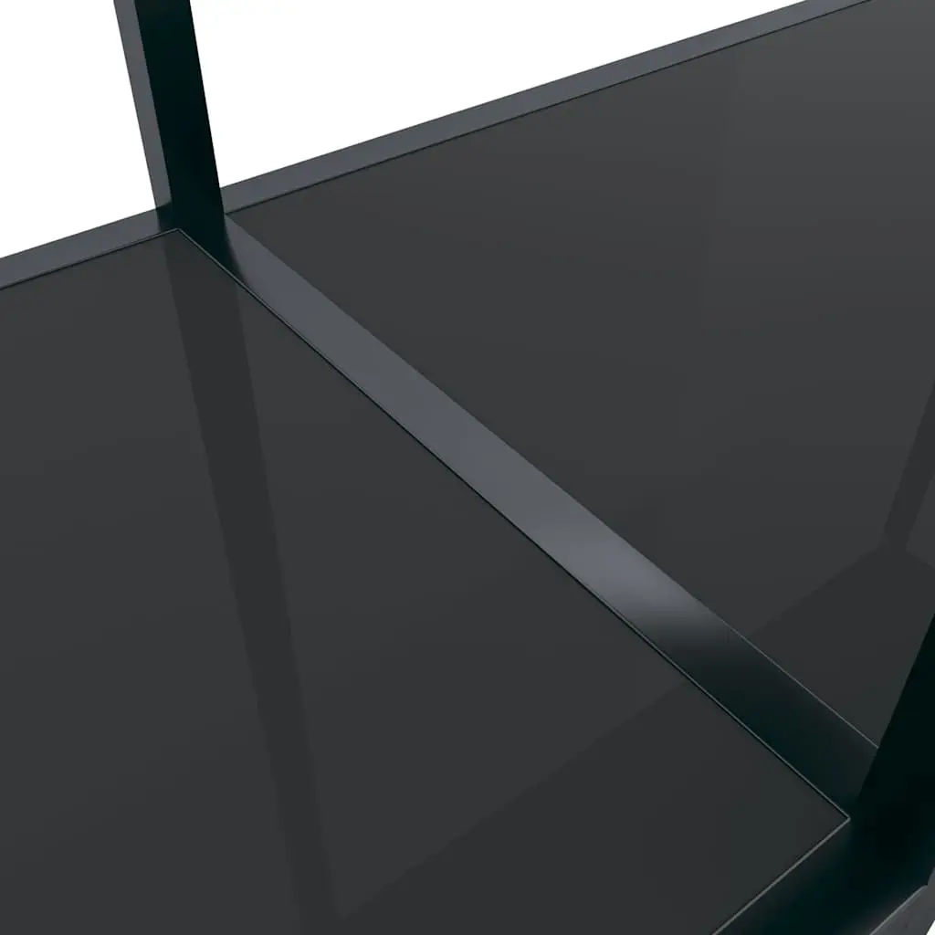 Console Table Black Tempered Glass Top with Shelf 140 x 35 x 75.5 cm