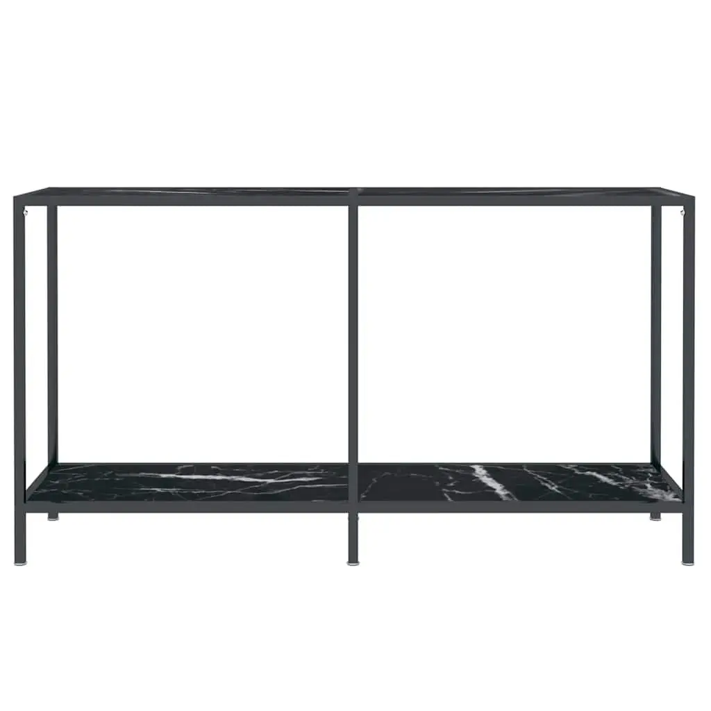 Console Table Black Tempered Glass Top Lower Shelf Storage 140W x 35D x 75.5H cm