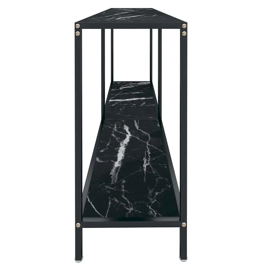 Console Table Black Tempered Glass Accent End Table Living Room Storage Shelf