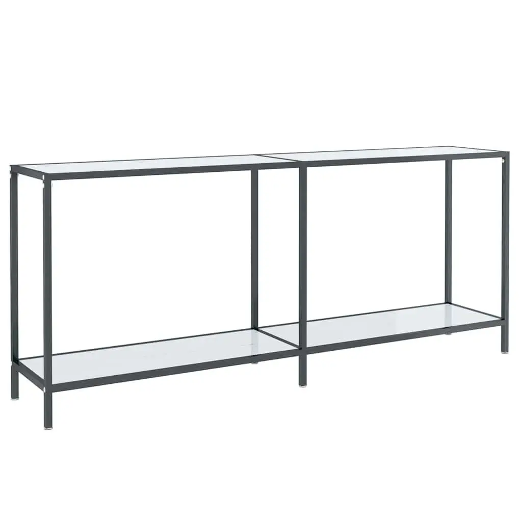 Console Table White Tempered Glass Accent Table 180 x 35 x 75.5 cm