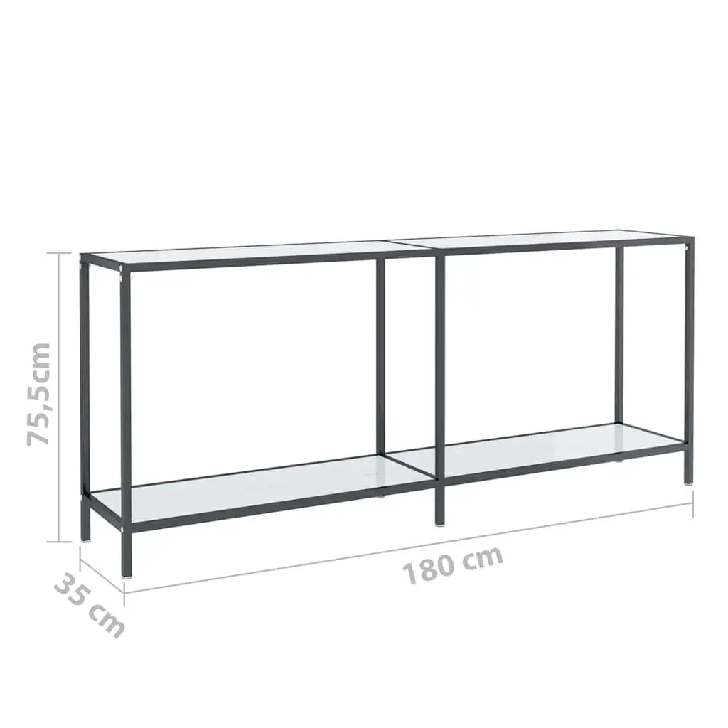 Console Table White Tempered Glass Accent Table 180 x 35 x 75.5 cm