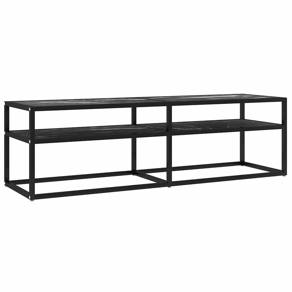 Black Marble TV Cabinet for Media Storage