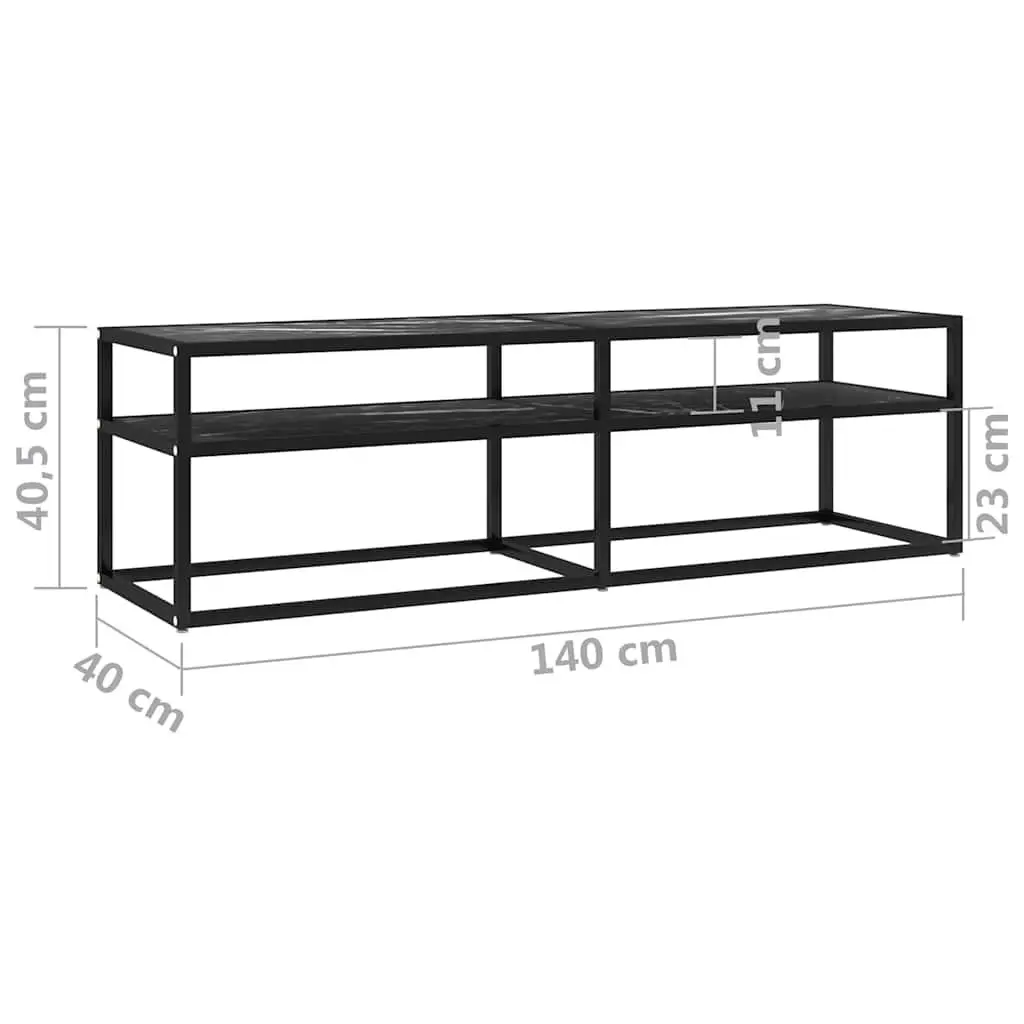 Black Marble TV Cabinet for Media Storage