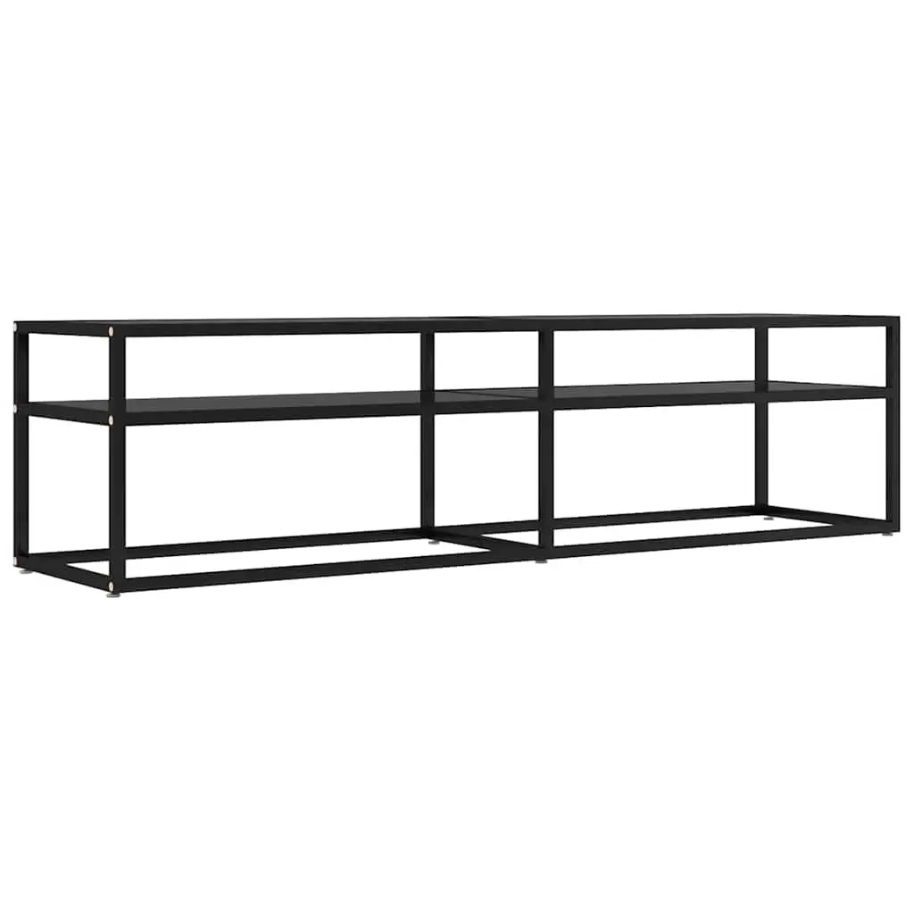 TV Cabinet Black Tempered Glass Media Console 160 x 40 x 40.5 cm