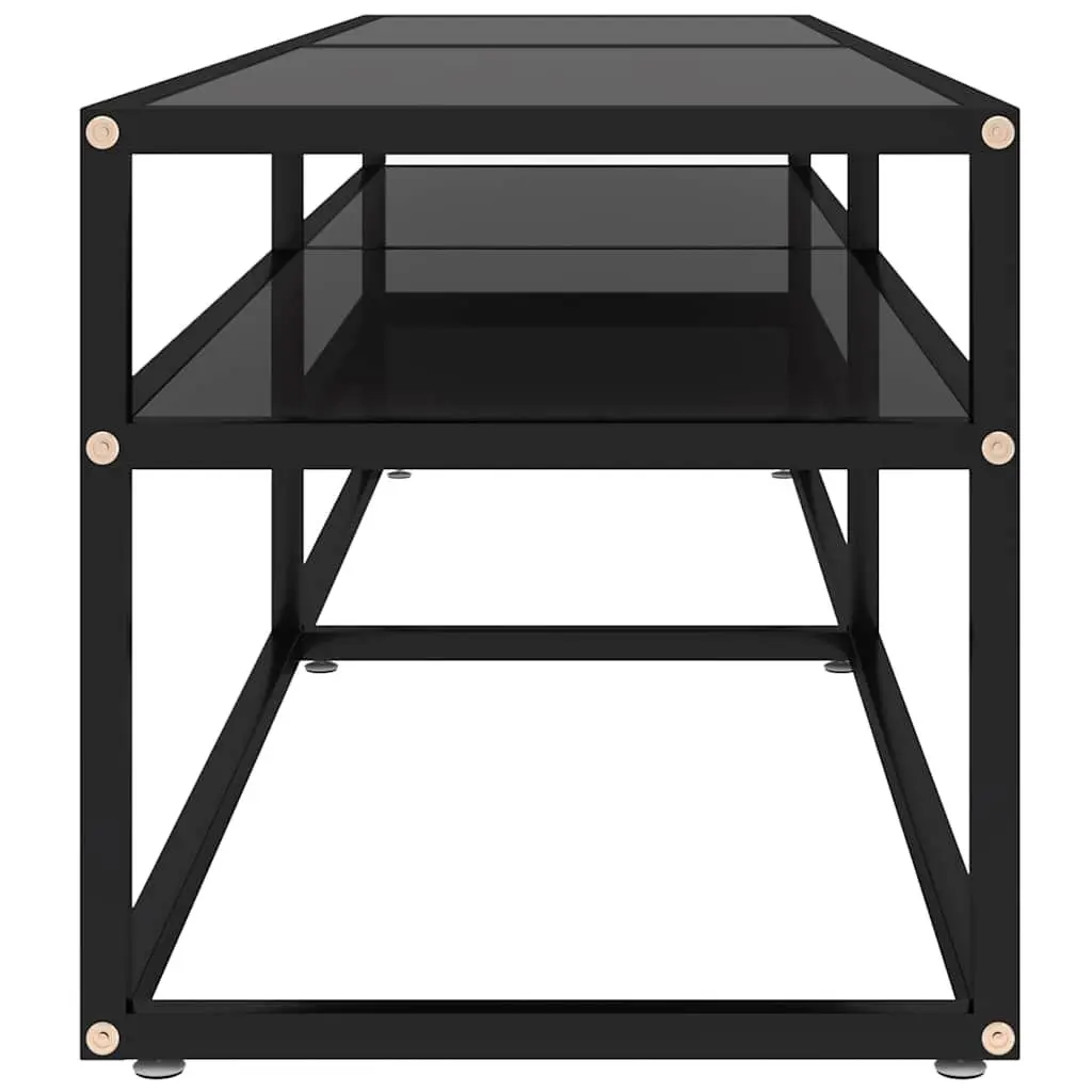 TV Cabinet Black Tempered Glass Media Console 160 x 40 x 40.5 cm