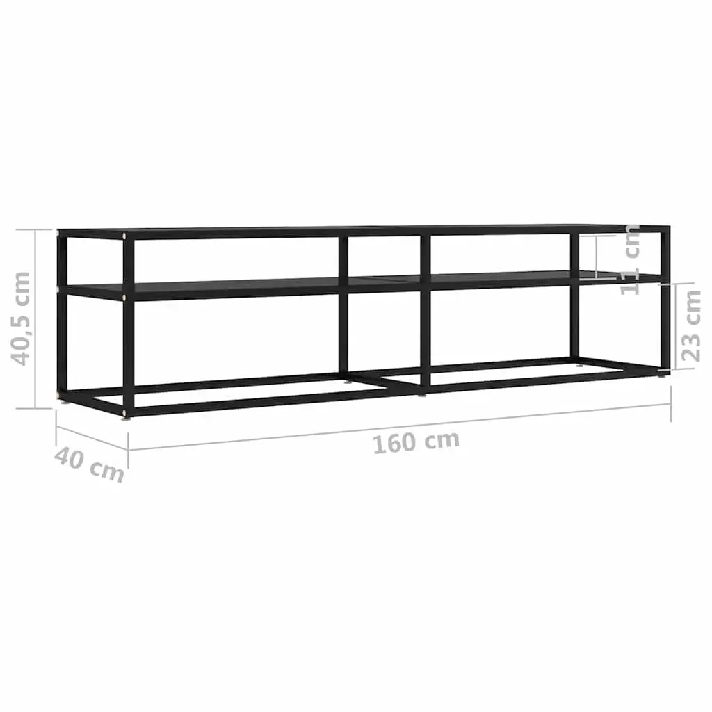 TV Cabinet Black Tempered Glass Media Console 160 x 40 x 40.5 cm
