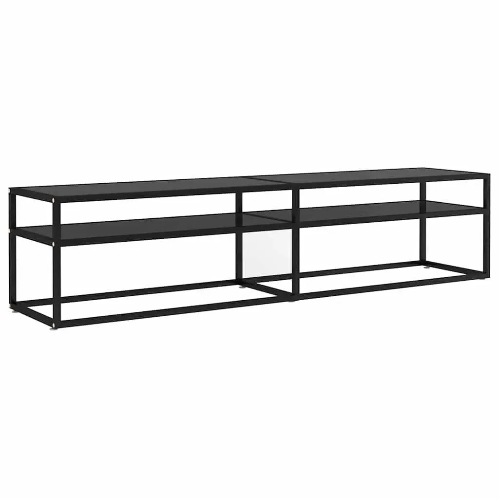 TV Cabinet Black Glass Shelving Unit 180 x 40 x 40.5 cm