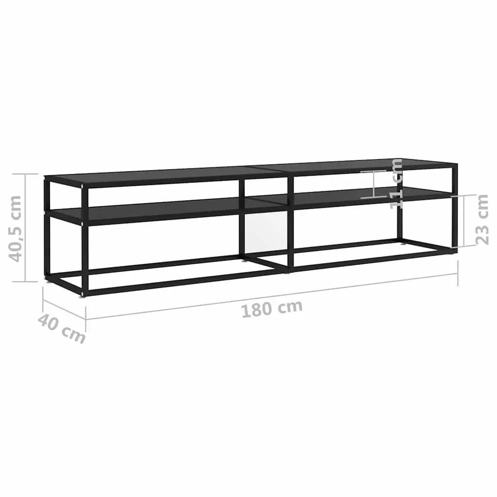 TV Cabinet Black Glass Shelving Unit 180 x 40 x 40.5 cm