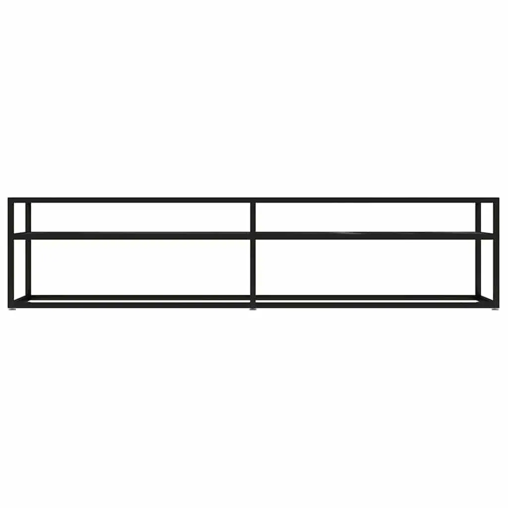 TV Cabinet Black Marble Tempered Glass Shelving Unit 180 x 40 x 40.5 cm