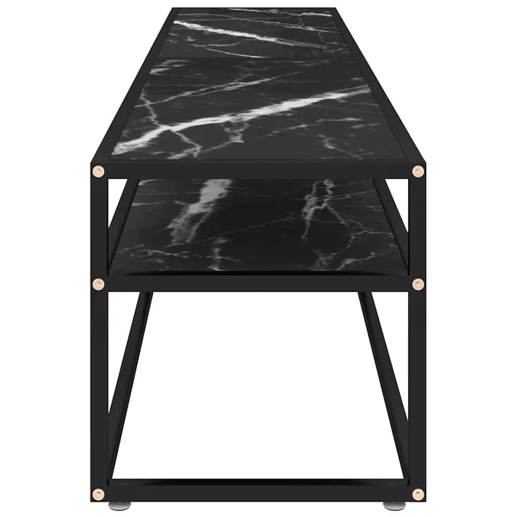 TV Cabinet Black Marble Tempered Glass Shelving Unit 180 x 40 x 40.5 cm