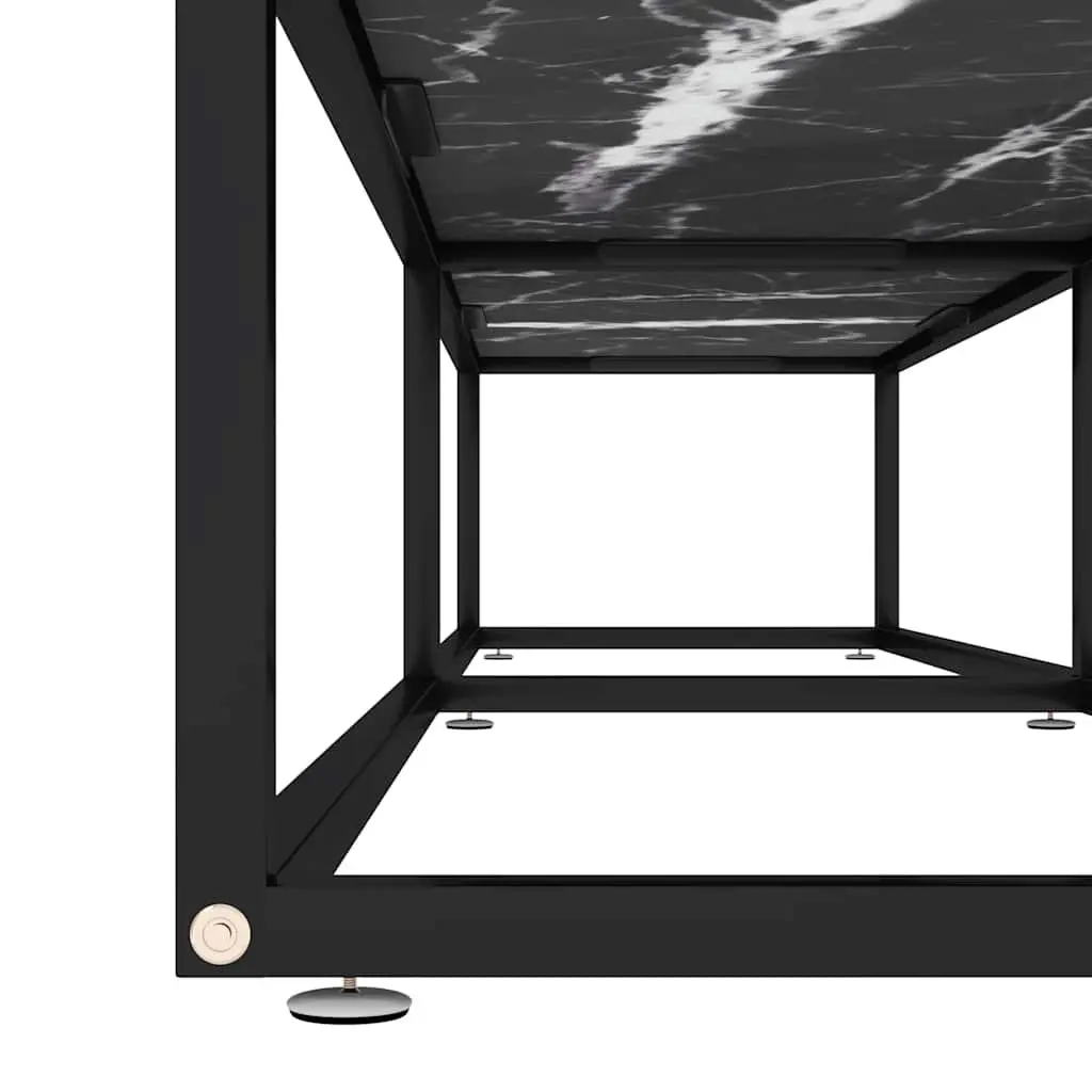TV Cabinet Black Marble Tempered Glass Shelving Unit 180 x 40 x 40.5 cm