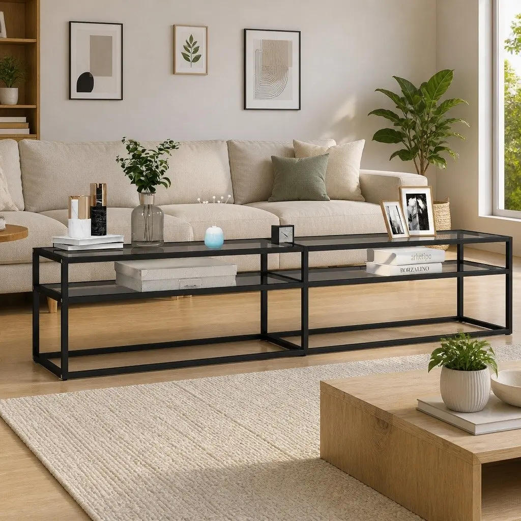 TV Cabinet Transparent Tempered Glass 200 x 40 x 40.5 cm
