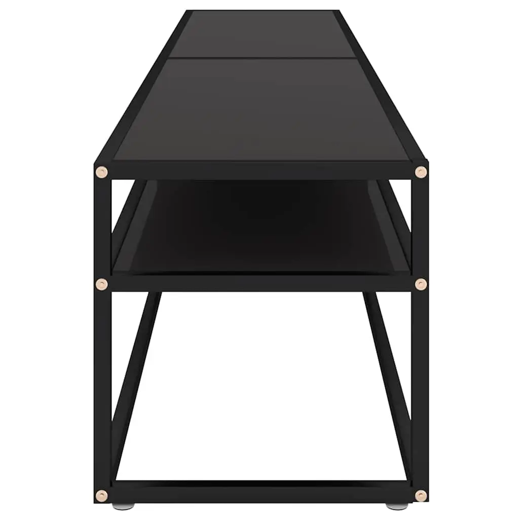 TV Cabinet Black Glass Shelving Unit Living Room Media Console Storage