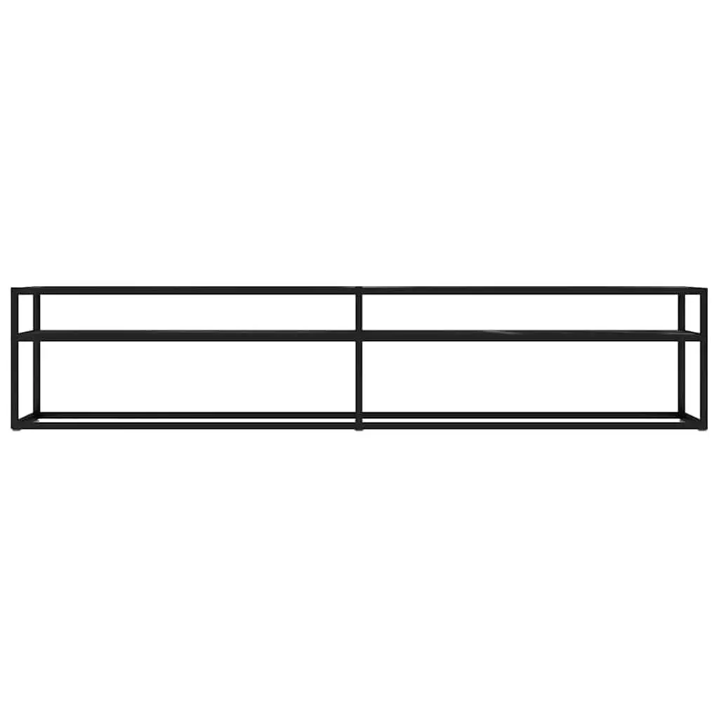 TV Cabinet Black Marble Tempered Glass Storage Unit 200 x 40 x 40.5 cm