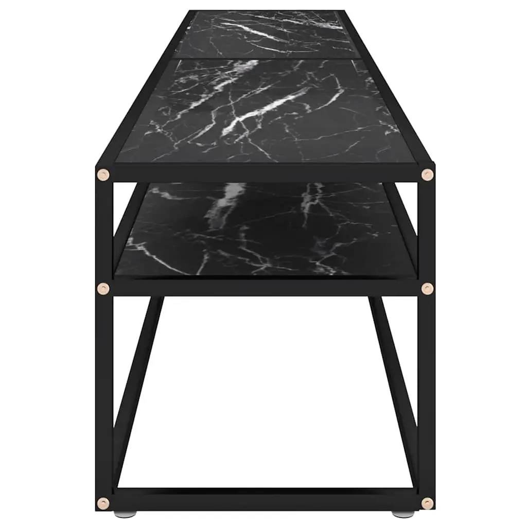 TV Cabinet Black Marble Tempered Glass Storage Unit 200 x 40 x 40.5 cm