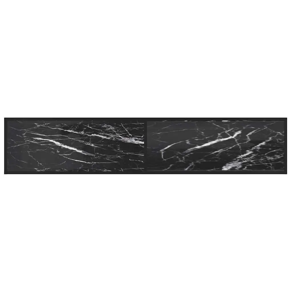 TV Cabinet Black Marble Tempered Glass Storage Unit 200 x 40 x 40.5 cm