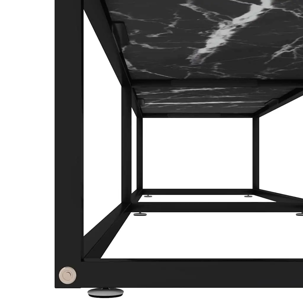 TV Cabinet Black Marble Tempered Glass Storage Unit 200 x 40 x 40.5 cm