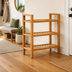 Friendly Wooden Shoe Rack with 3 Shelves for You