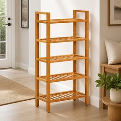 Your New Brown Wooden Shoe Rack with 5 Shelves