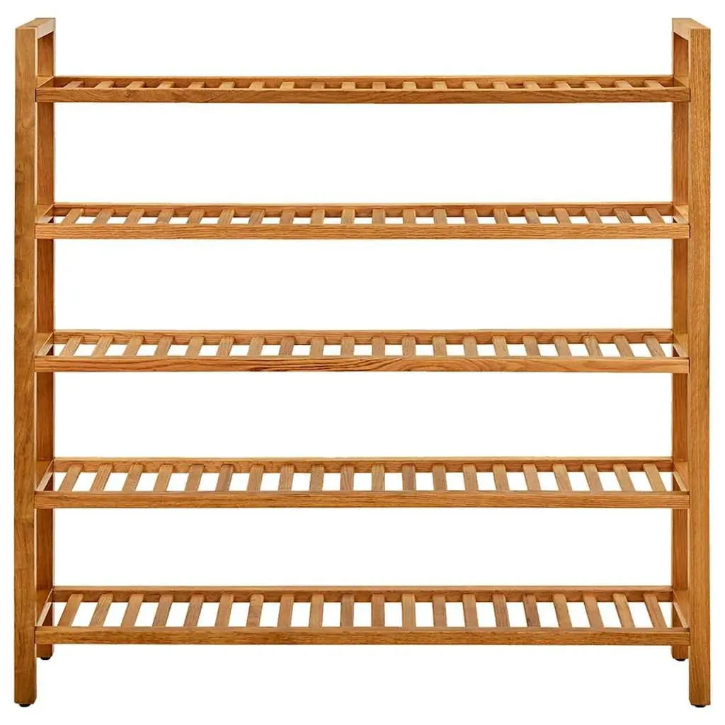 Shoe Rack Rustic Wooden 5 Shelves Brown Storage Organiser