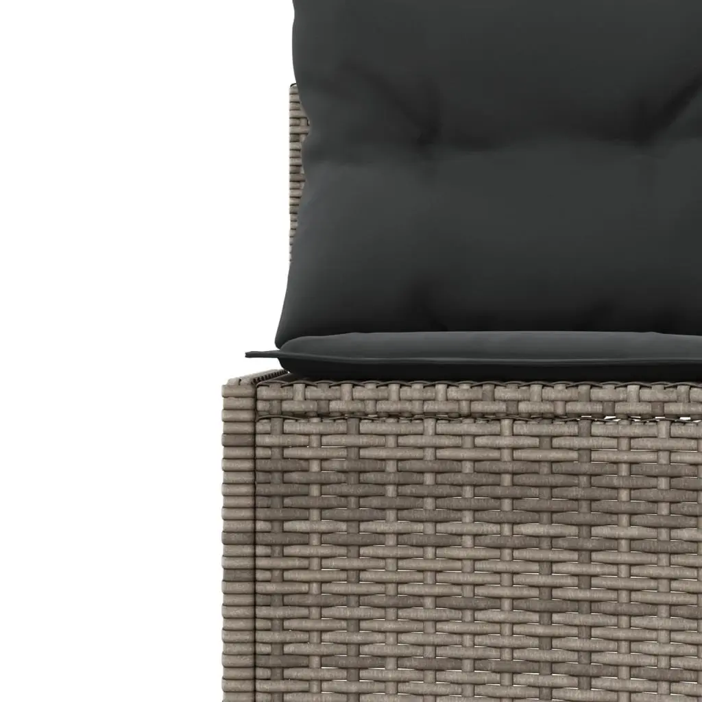 Half-Round Garden Sofa Set Grey Poly Rattan Outdoor Furniture with Table