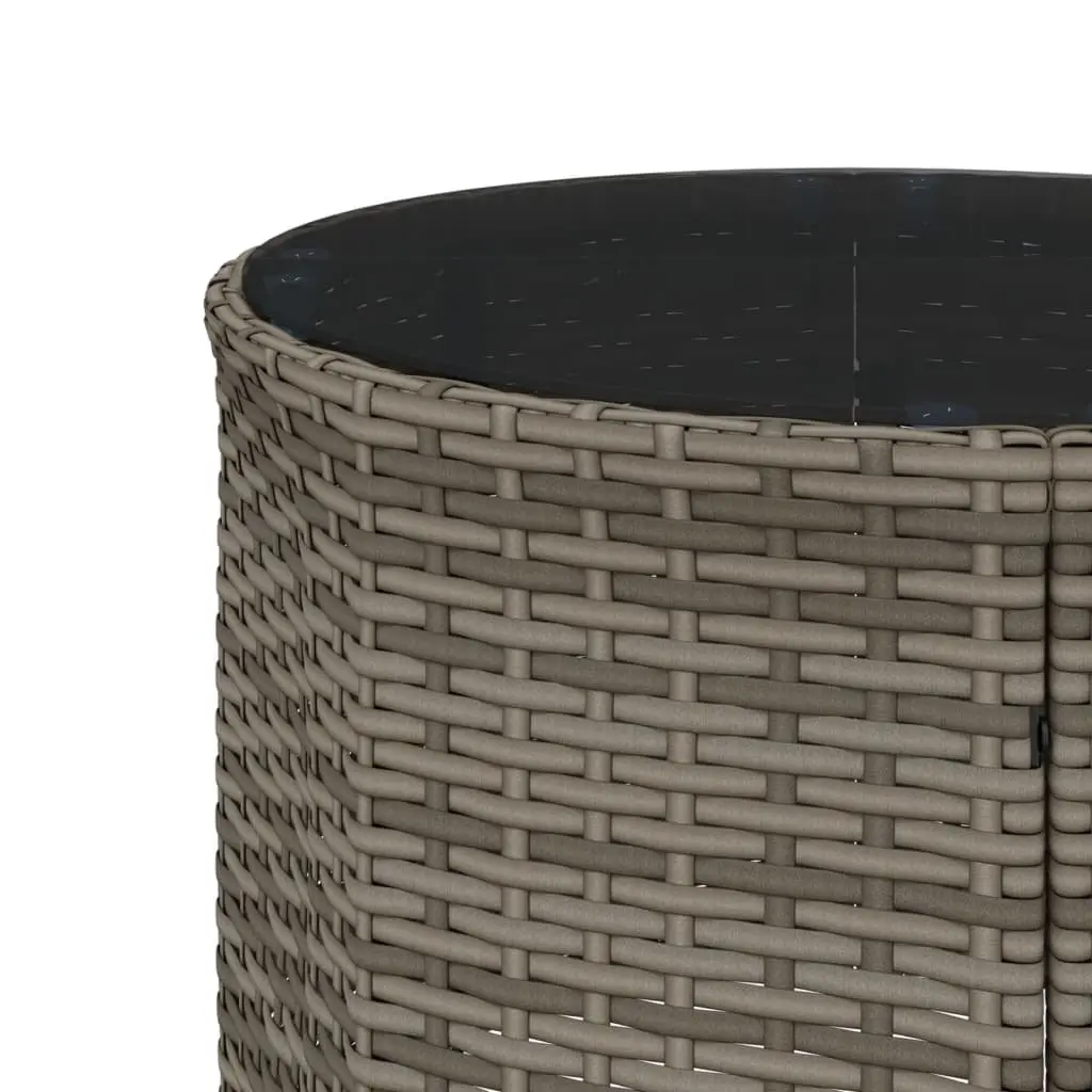 Half-Round Garden Sofa Set Grey Poly Rattan Outdoor Furniture with Table