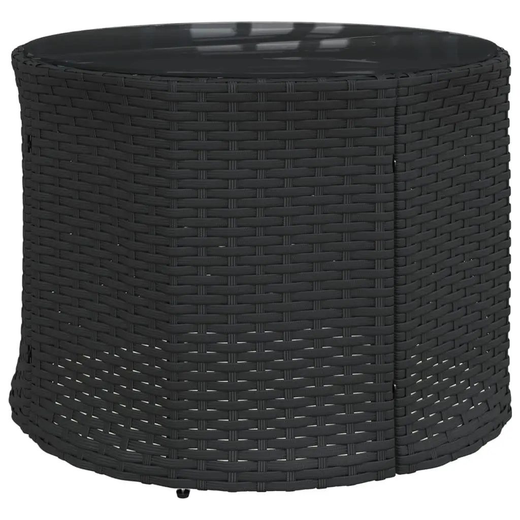 Round Garden Sofa Set Black Poly Rattan with Table and Cushions
