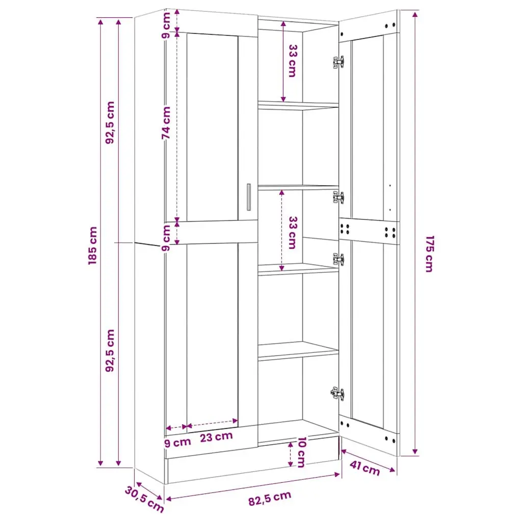 Highboard Standing Cabinet Bookcase Engineered Wood Brown Decorative Storage