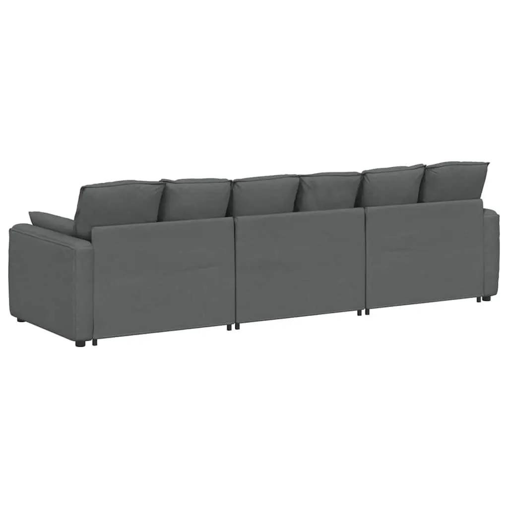Modular Sectional Sofa Three-Seater Grey Cushions