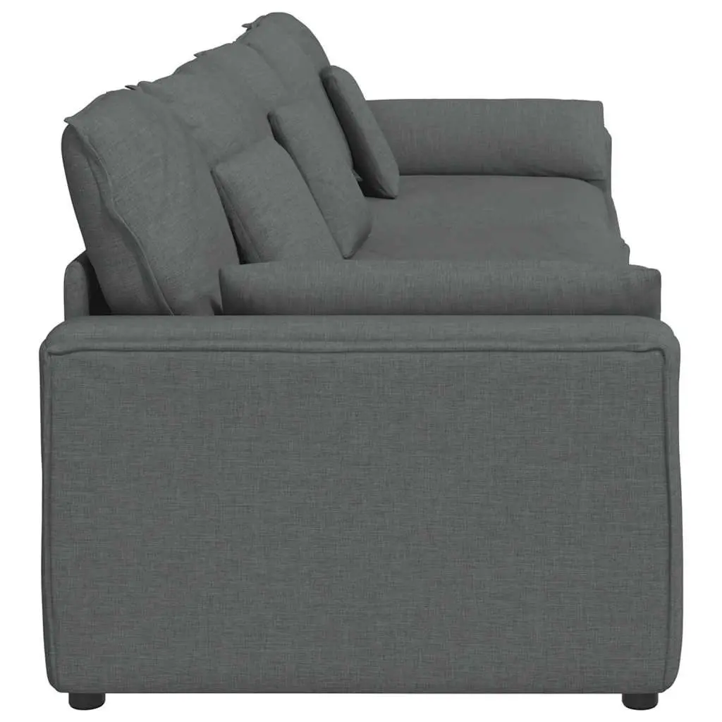 Modular Sectional Sofa Three-Seater Grey Cushions