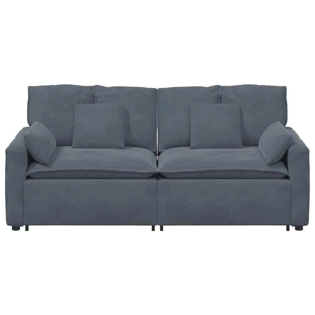 Modular Sofa Dark Grey Velvet Fabric Reconfigurable Sectional 2 Piece