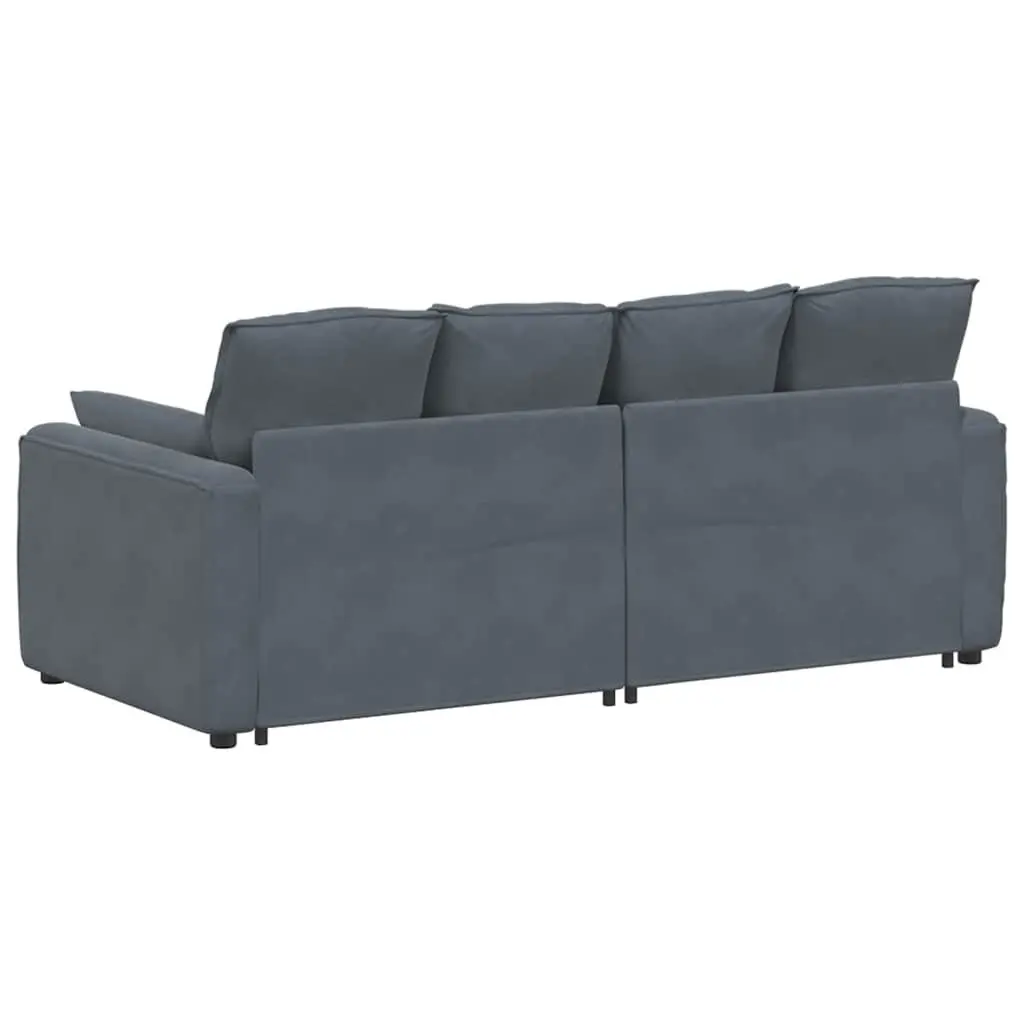 Modular Sofa Dark Grey Velvet Fabric Reconfigurable Sectional 2 Piece