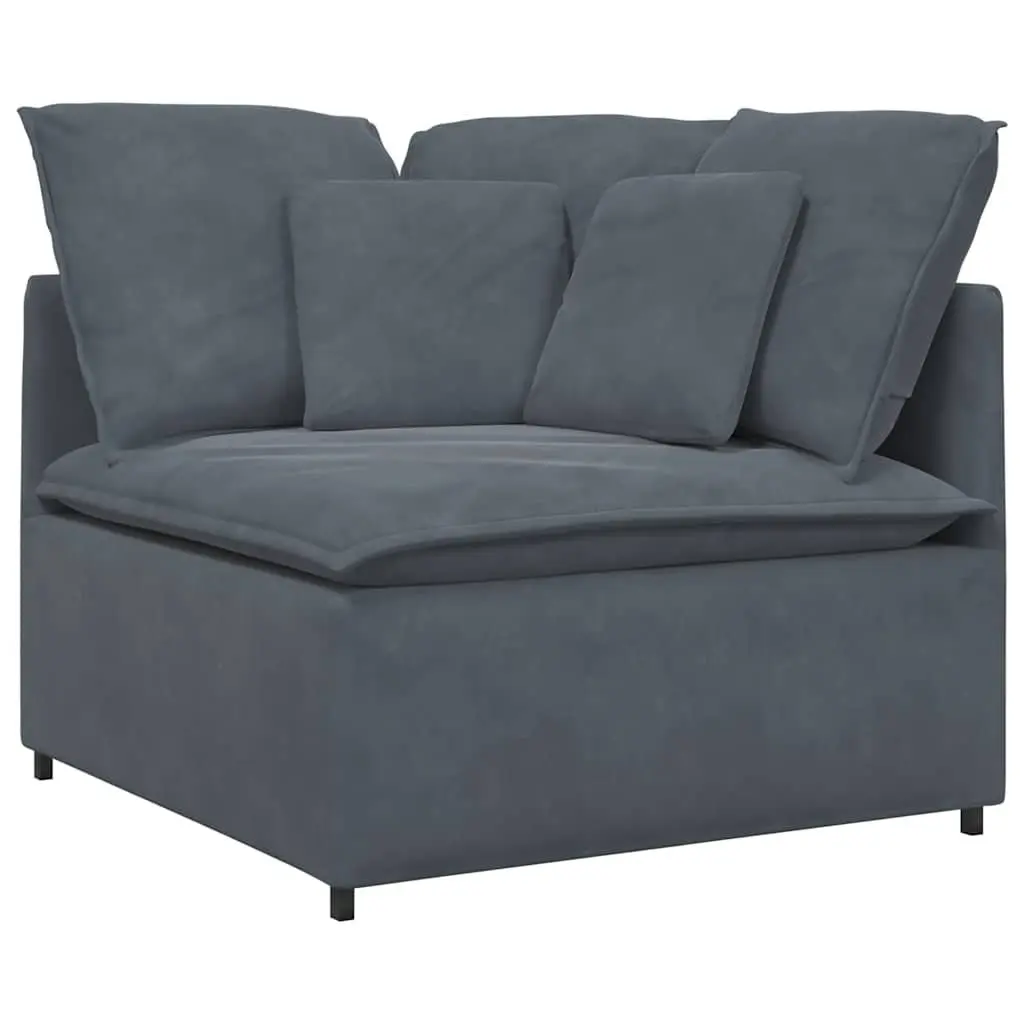 Modular Sectional Sofa Four Sections Grey Velvet Cushions Living Room Seating