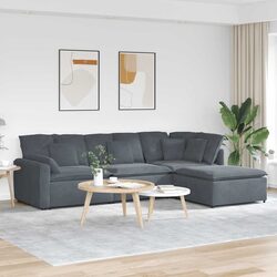 Your Friendly Grey Velvet Modular Sectional Sofa with Footstool
